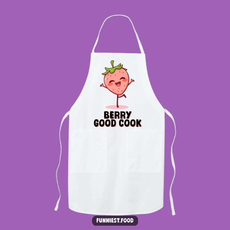 Funny Strawberry Wink Apron - Grinning Berry Balancing, Practical Funny Gift