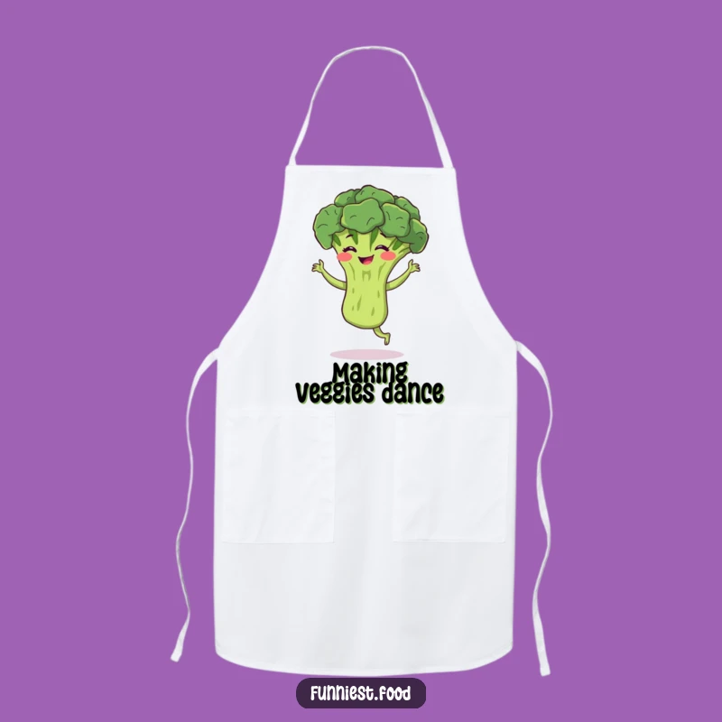 Funny Broccoli Jig Apron: Hilarious Bouncing Broccoli for the Kitchen, Great Veggie Gift!