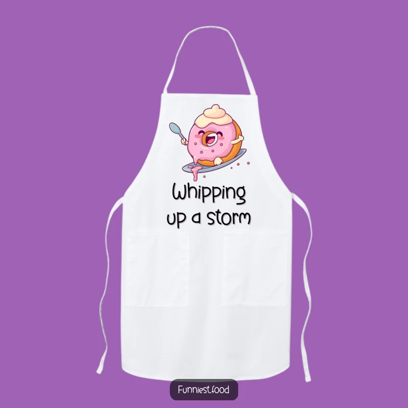 Funny Donut Surfing Apron: Hilarious Donut Riding a Spoon in the Kitchen, Great Gift!