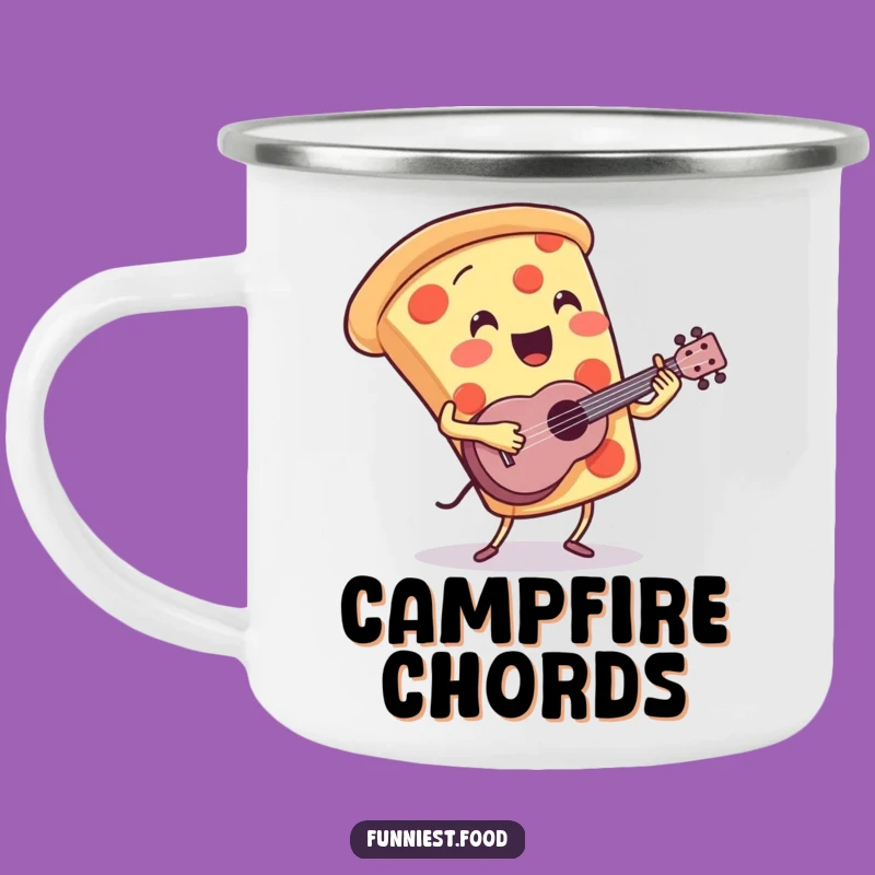 Funny Pizza Ukulele Camping Mug: Adventure with Musical Slice, Perfect Gift
