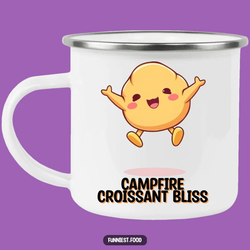Funny Croissant Jump Camping Mug - Durable and Hilarious Bakery Drinkware!
