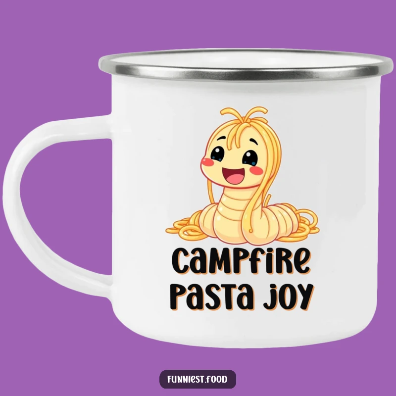 Funny Spaghetti Worm Camping Mug: Enjoy Your Drink with Hilarious Pasta Flair