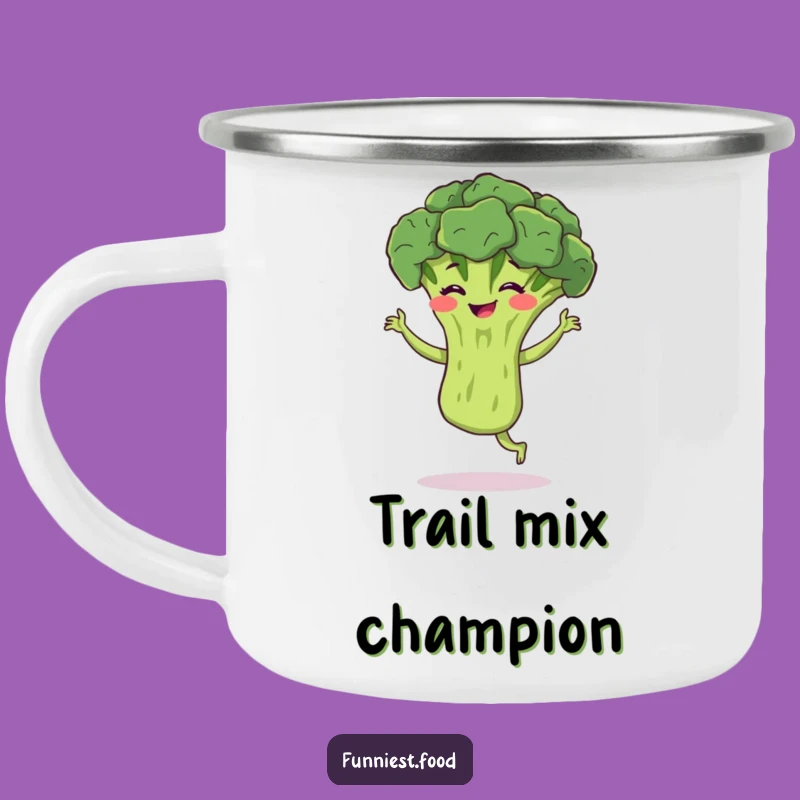 Funny Broccoli Jig Camping Mug: Durable & Hilarious Bouncing Broccoli, Outdoor Veggie Gift!