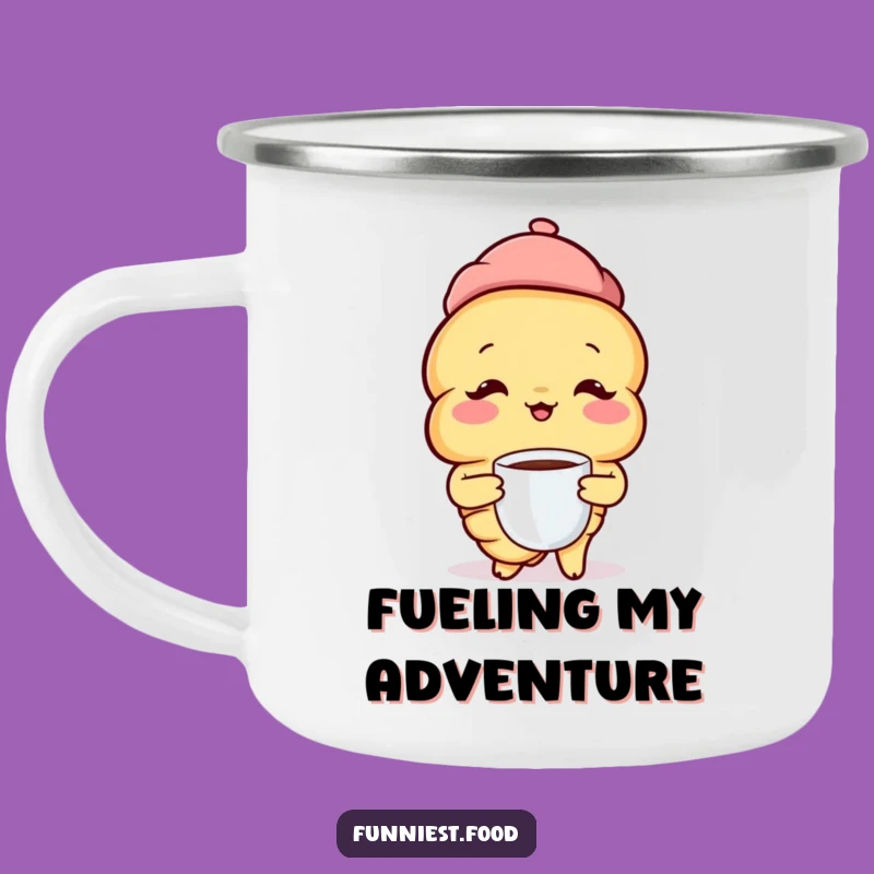 Funny Croissant Beret Camping Mug: Adventure Fuel, Rustic French Charm, Perfect Funny Gift