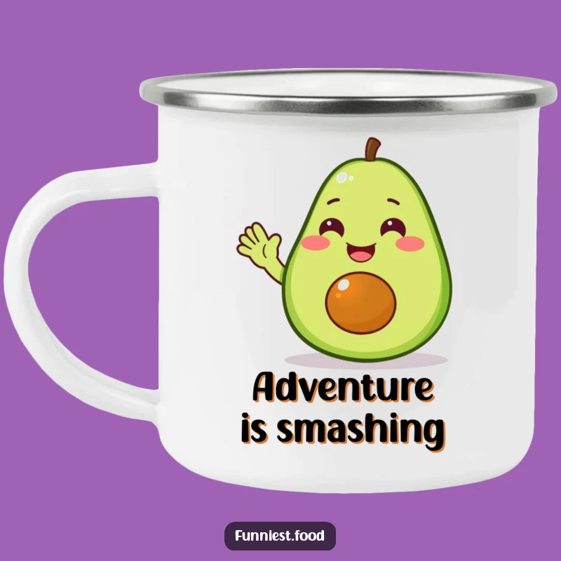 Funny Delighted Avocado Camping Mug, Cheerful Outdoor Companion