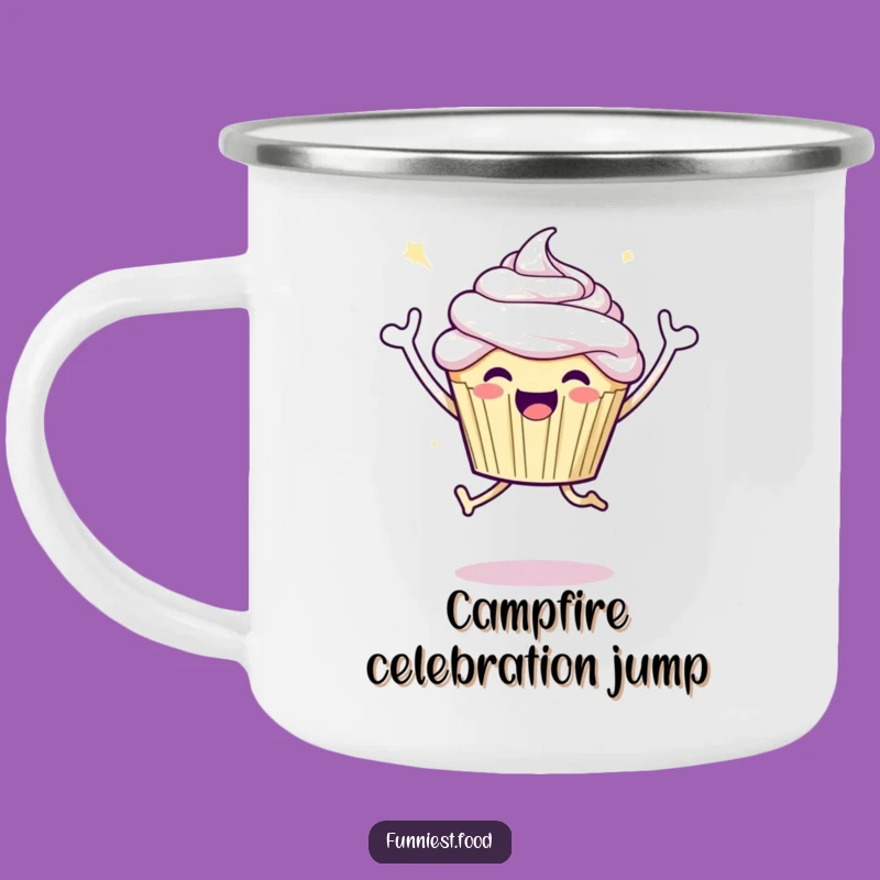 Funny Joyful Cupcake Camping Mug Celebrate Adventures with Sweetness