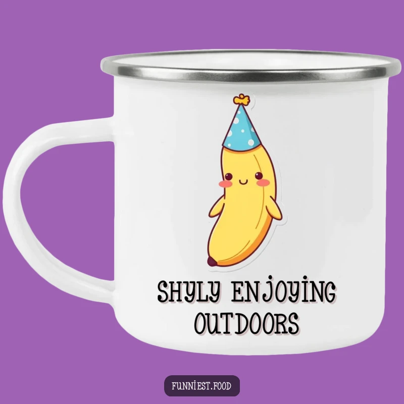 Funny Shy Banana Party Camping Mug - Sip Your Celebration with Modesty