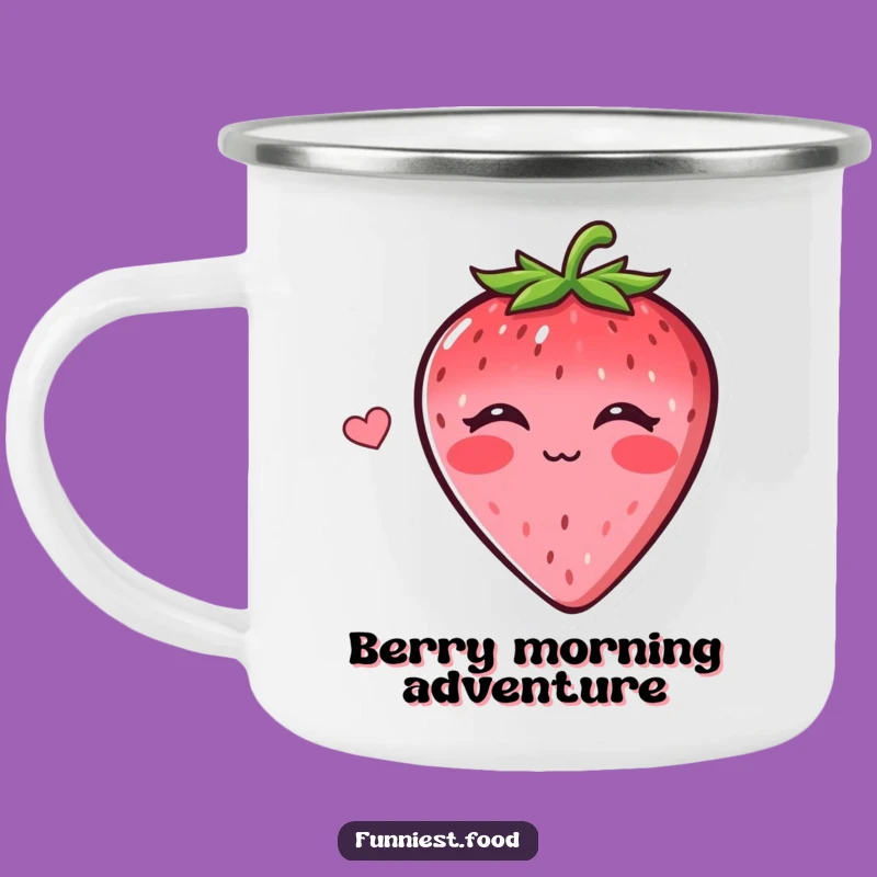 Funny Strawberry Kiss Camping Mug: Sweet Adventures with Hilarious Charm