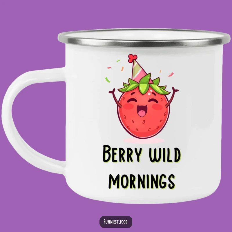 Funny Strawberry Party Camping Mug: Cheerful Sips by the Fire Gift
