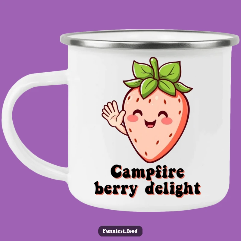 Funny Strawberry Wave Camping Mug - Sweet Fruit Character for Outdoor Adventures