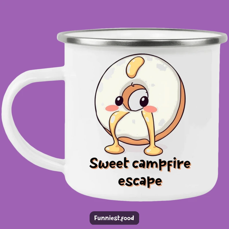 Funny Blushing Donut Camping Mug Sweet Adventures Start Here