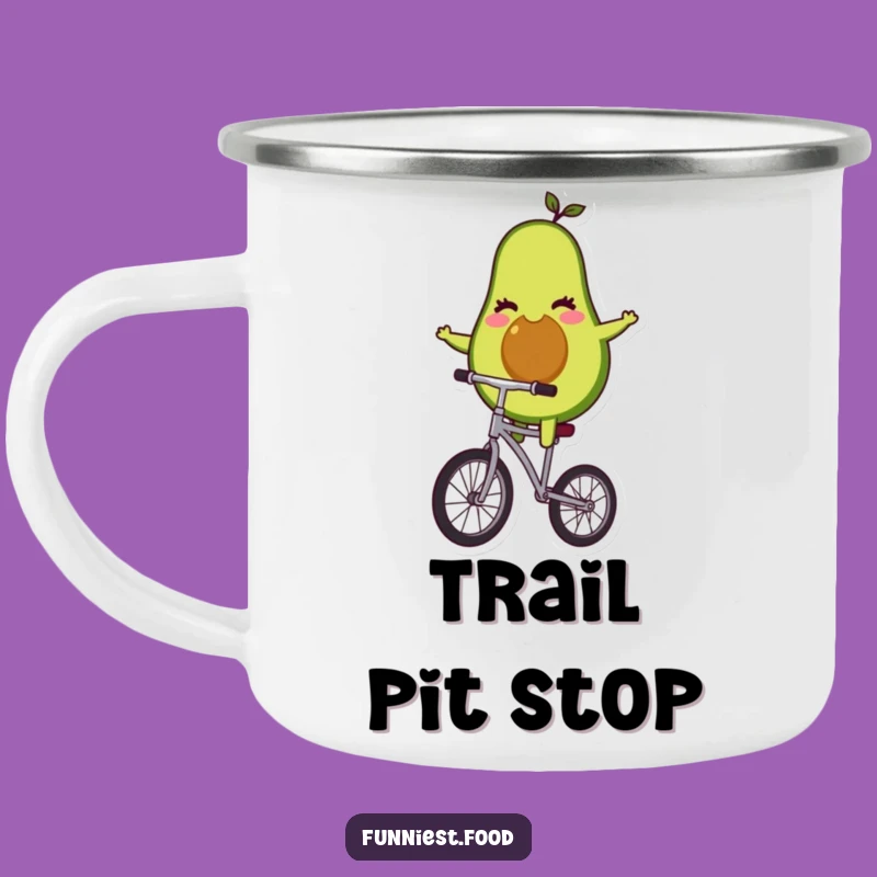 Durable Funny Avocado Unicyclist Camping Mug: Adventure with Healthy, Hilarious Style