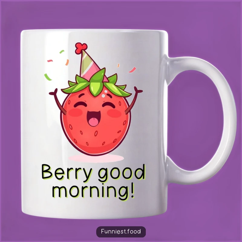 Funny Excited Strawberry Party Mug: A Hilarious Cheerful Treat Gift