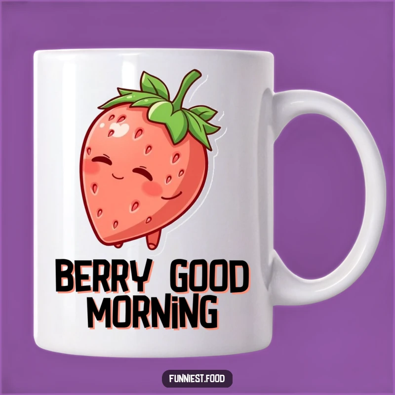 Funny Strawberry Hat Wink Mug: Charming Fruit Character, Hilarious Gift Idea