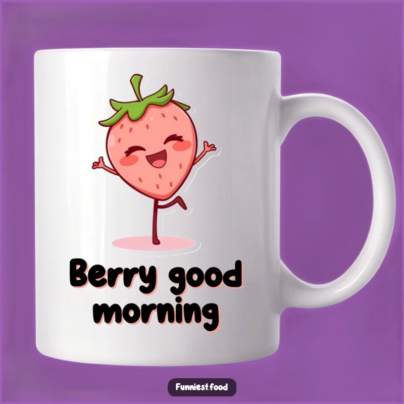 Funny Strawberry Wink Mug - Grinning Berry Balancing, Perfect Funny Gift