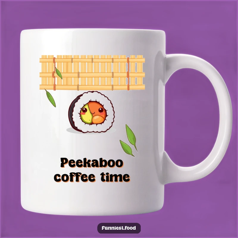 Funny Shy Sushi Roll Bamboo Mat Mug - Adorable & Hilarious Foodie Gift!