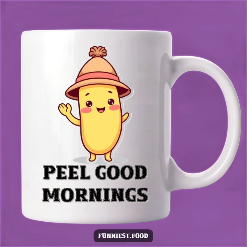 Funny Banana Hat Mug: Playful Fruit Character Waving, Perfect Funny Gift