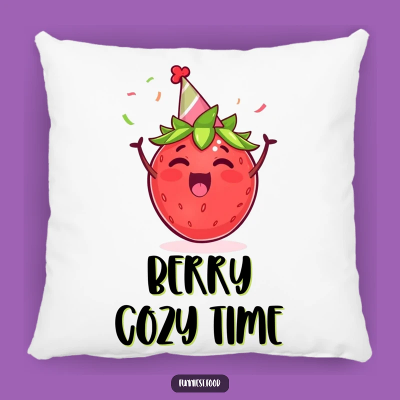 Funny Strawberry Party Pillow: Cozy Humor for Your Couch Gift