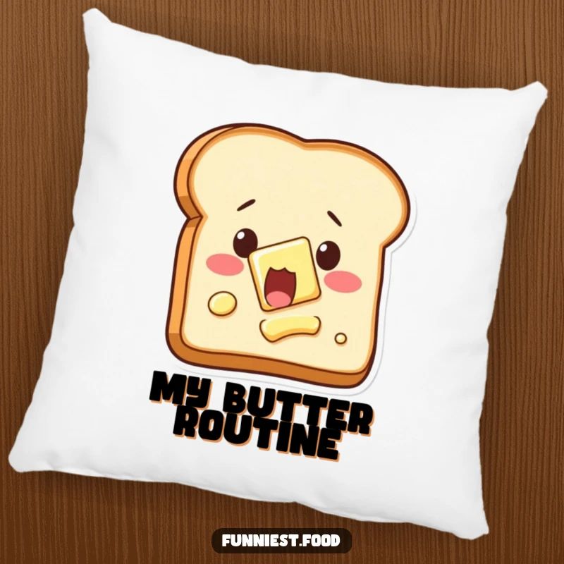 Funny shocked toast pillow, with butter automatically spreading, soft and humorous cushion.