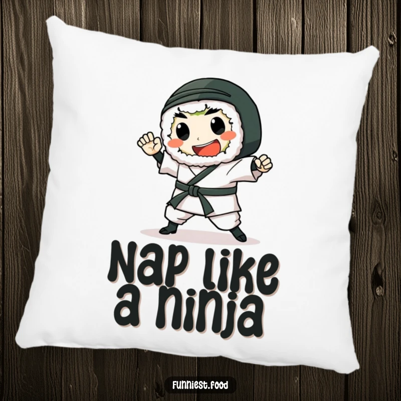 Funny Sushi Pillow: A soft pillow featuring a gleeful sushi roll character performing a karate chop motion.