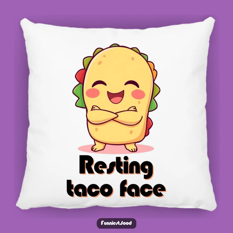 Funny Taco Laugh Pillow - Confident Taco with Crossed Arms, Soft Funny Gift