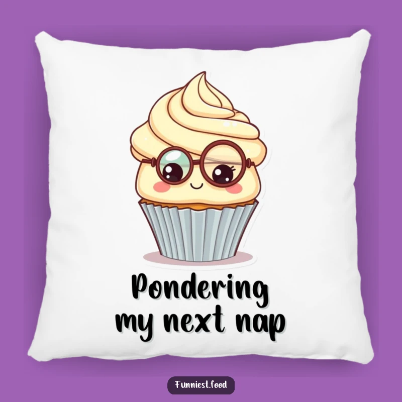 Funny Cupcake Monocle Pillow: Cozy Contemplation, A Soft Funny Gift