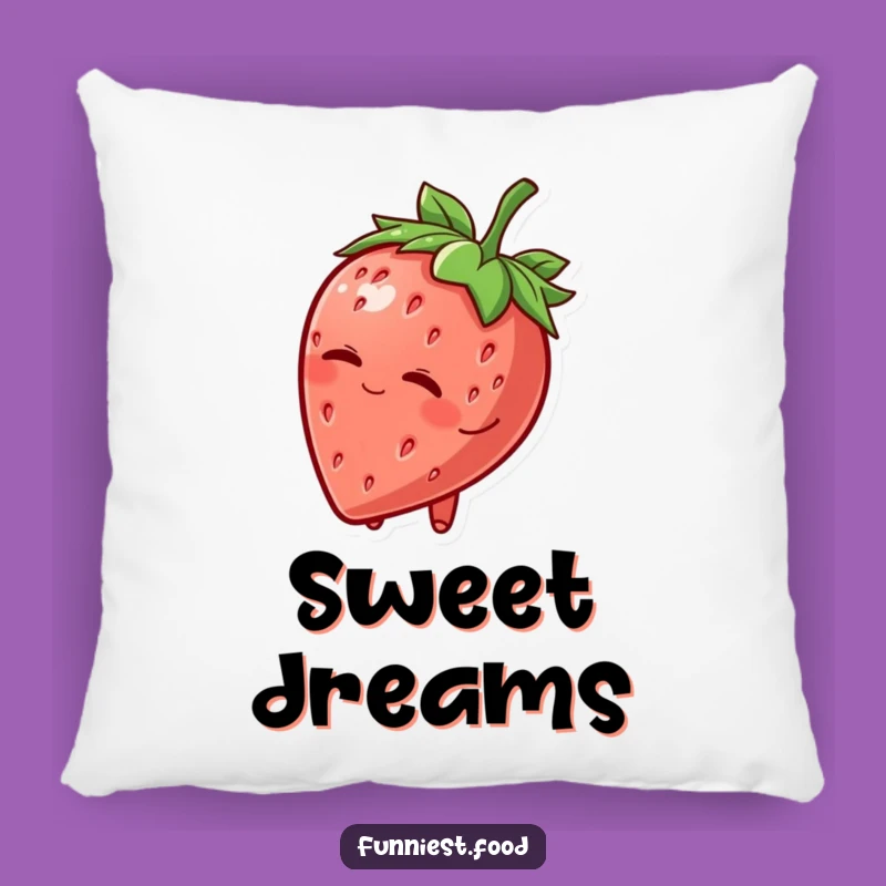 Funny Strawberry Hat Wink Pillow: Soft Fruit Character, Cozy Humorous Accent