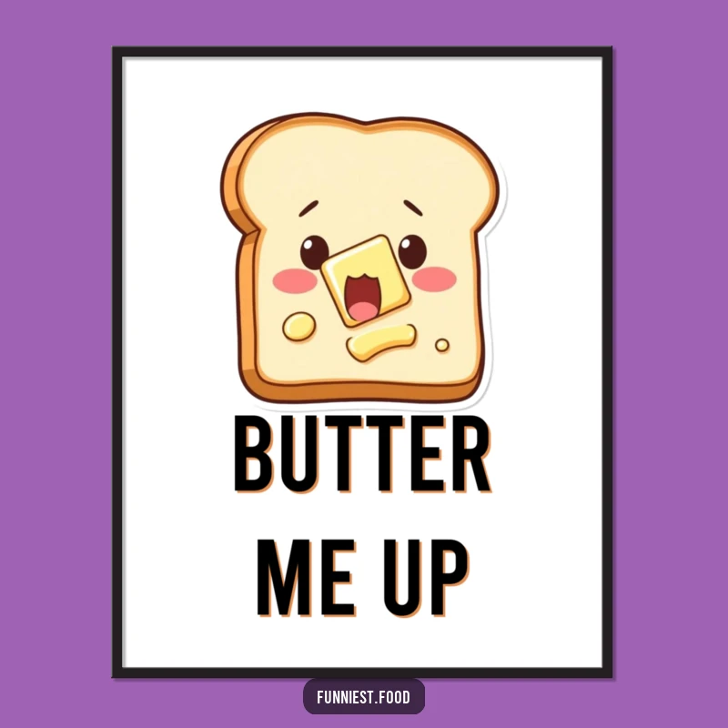 Funny Shocked Toast Digital Art: Hilarious Self-Butterin' Breakfast Print