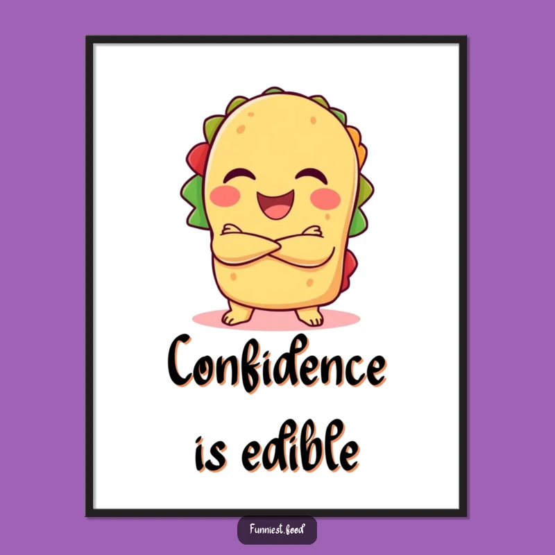 Funny Taco Laugh Digital Art - Confident Taco with Crossed Arms, Instant Funny Gift Download