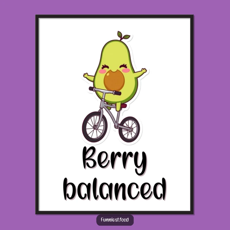 Funny Avocado Unicyclist Digital Art: Bring Healthy Humor to Your Walls Instantly