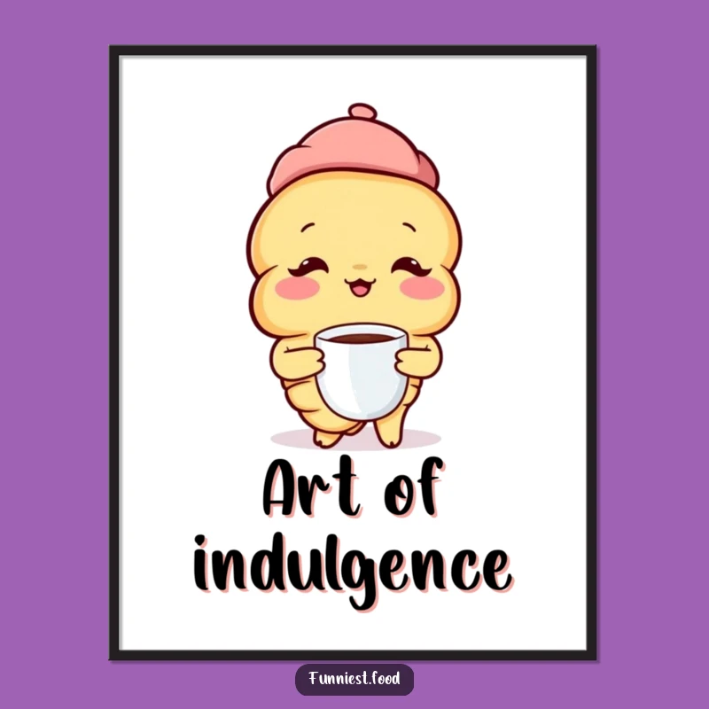 Funny Croissant Beret Digital Art: Instant Parisian Charm, Hilarious Wall Decor, Perfect Funny Gift