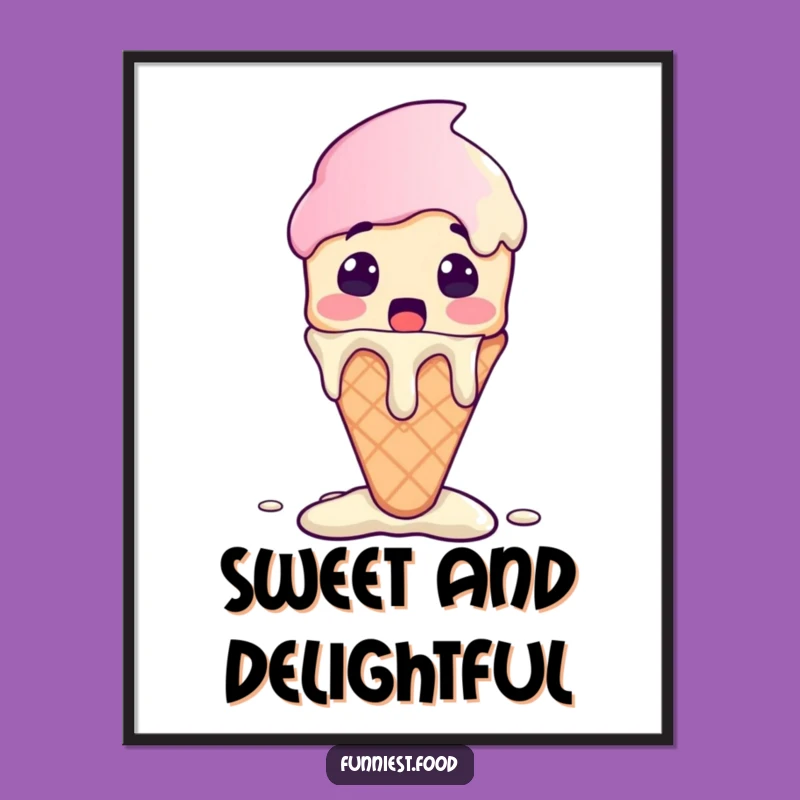 Funny Ice Cream Digital Art - Melting Character Print, Instant Funny Gift!