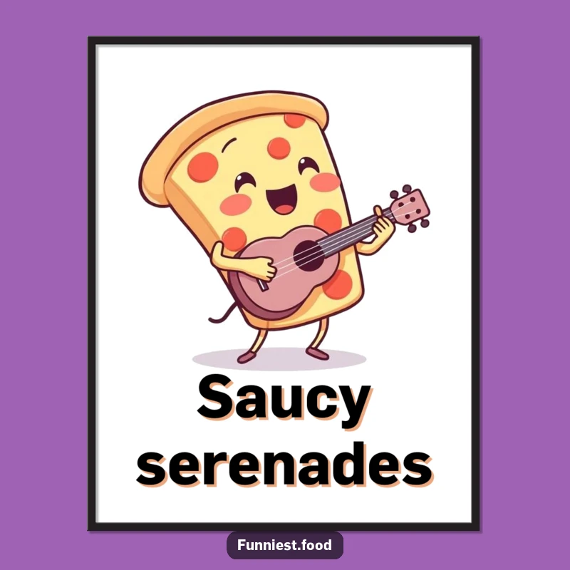 Funny Pizza Ukulele Digital Art: Vibrant Musical Slice Print, Perfect Gift