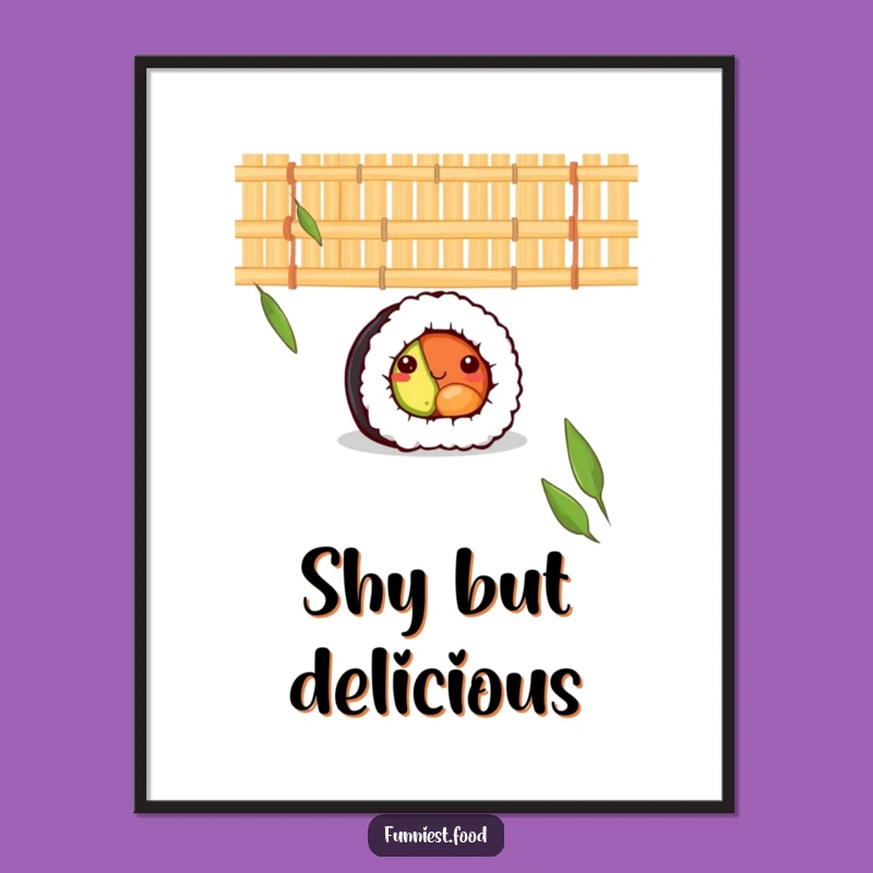 Funny Shy Sushi Roll Bamboo Mat Digital Art - Instant Cute & Subtle Decor!