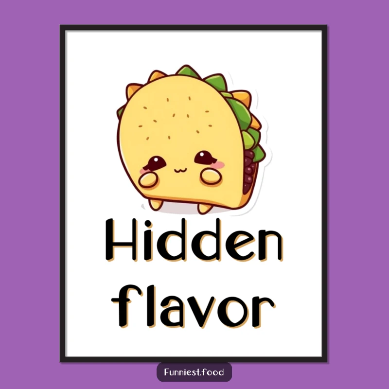 Funny Shy Taco Digital Print: Instant Introvert Art with this Hiding Character