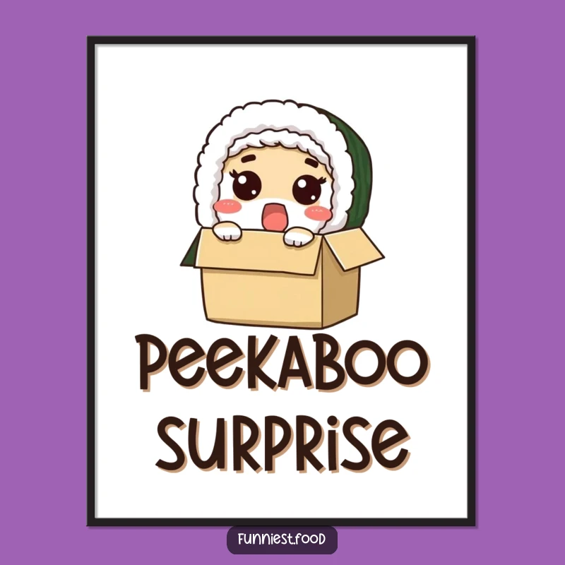 Funny Surprised Sushi Roll Digital Art Instant Humor for Your Space