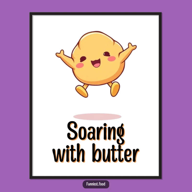 Funny Croissant Jump Digital Art Print - Instant Hilarious Bakery Decor!