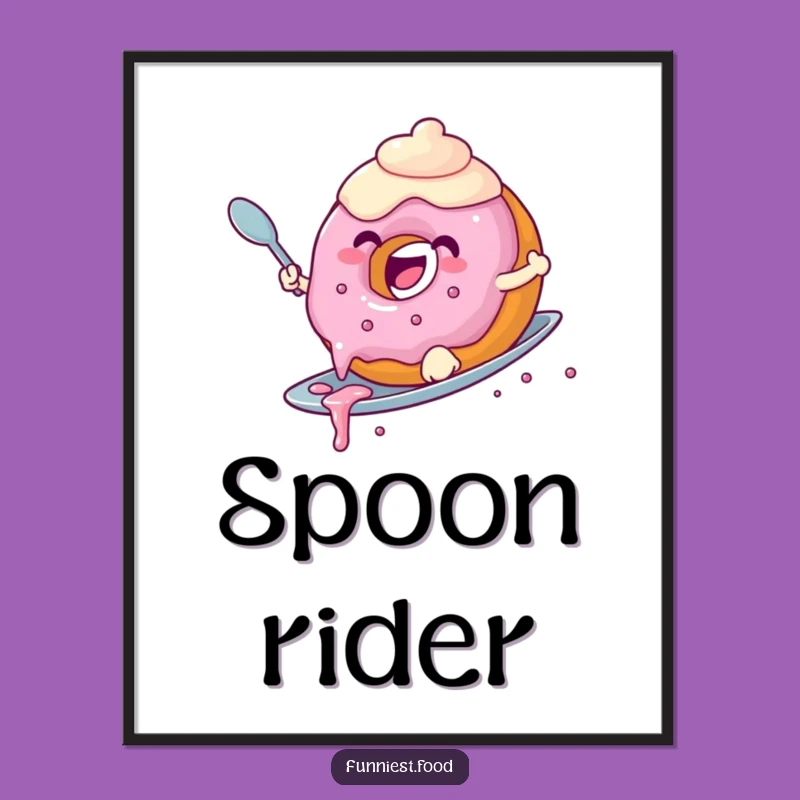 Funny Donut Surfing Digital Art: Hilarious Donut Riding a Spoon Instant Fun, Great Gift!