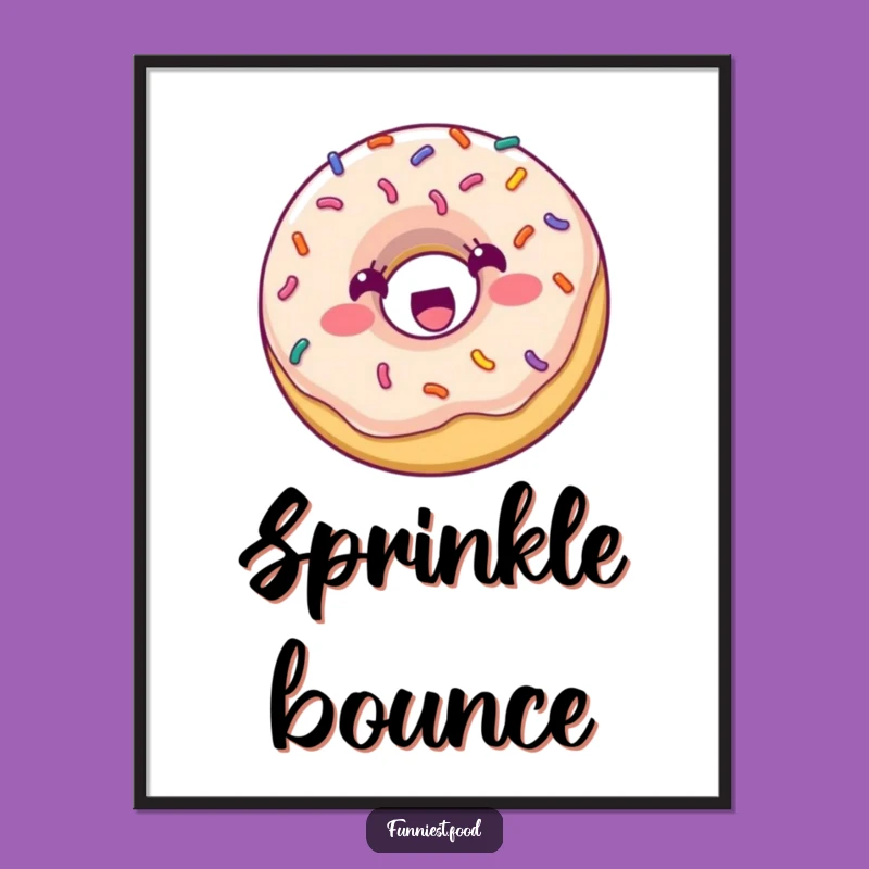 Funny Donut Bouncing Digital Art: Energetic Sprinkle, Instant Humorous Wall Decor