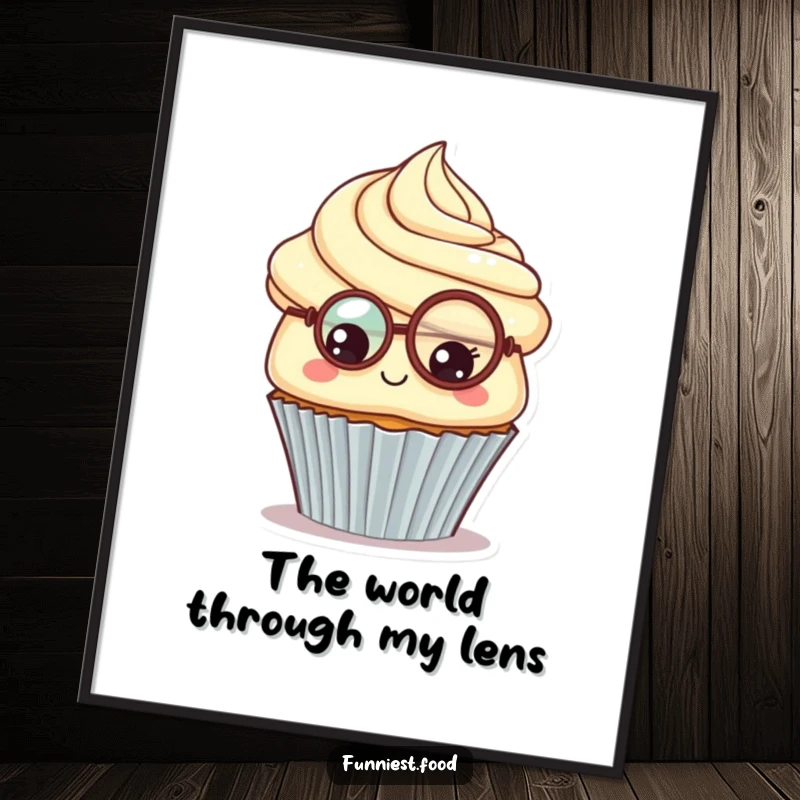 Funny Cupcake Monocle Digital Art Print: A proud, inquisitive cupcake wearing a monocle, offering sophisticated humor as a printable funny gift.