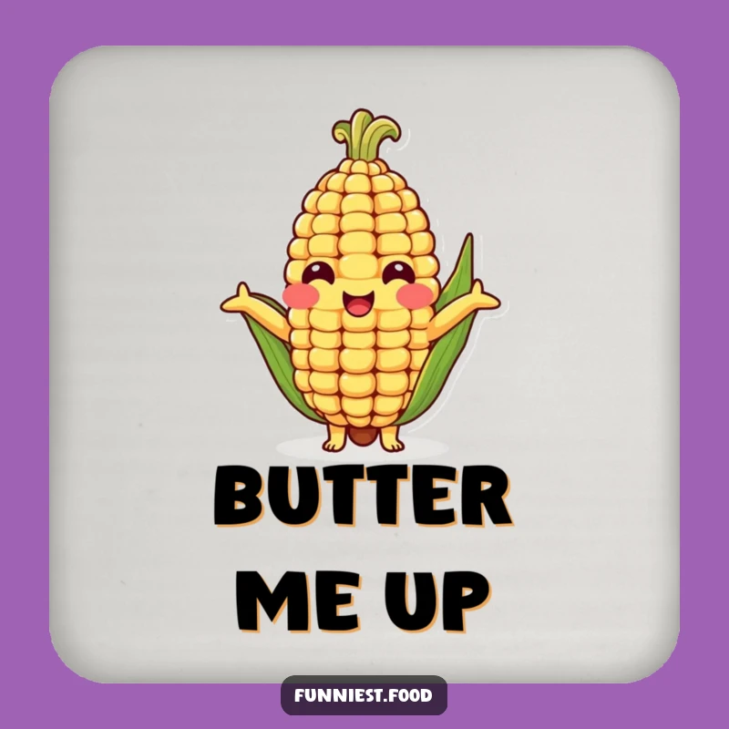 Funny Corn Cob Hug Drink Coaster - Protect Surfaces with Cheerful Veggie Art