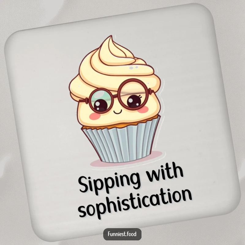 Funny Cupcake Monocle Coaster: A proud, inquisitive cupcake with a monocle adds a touch of class to drinks, perfect as a charming funny gift.