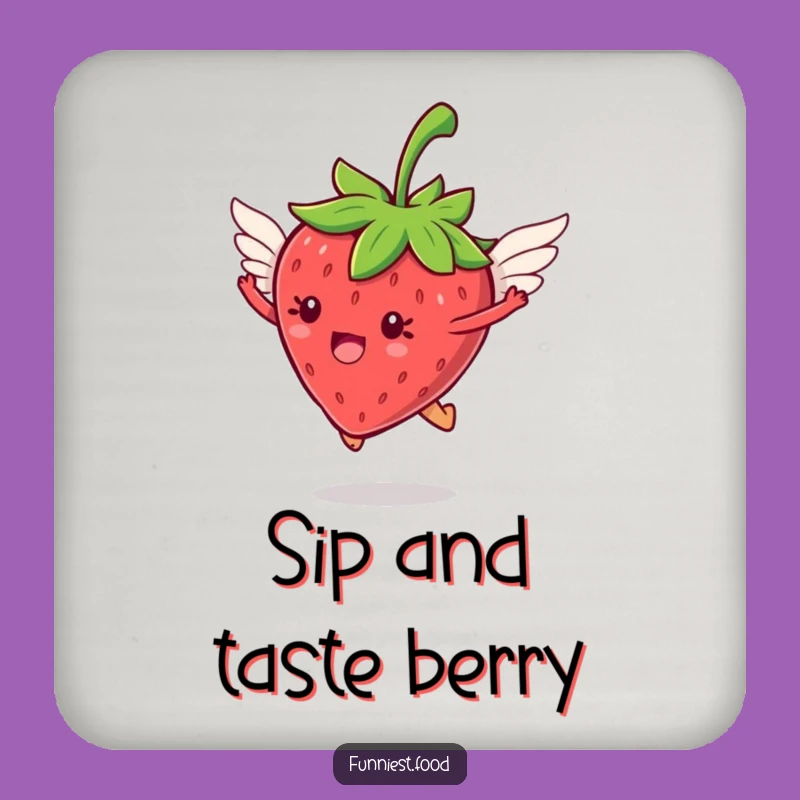Funny Flying Strawberry Coaster Set: Protect Surfaces with Charm, Funniest Funny Gift