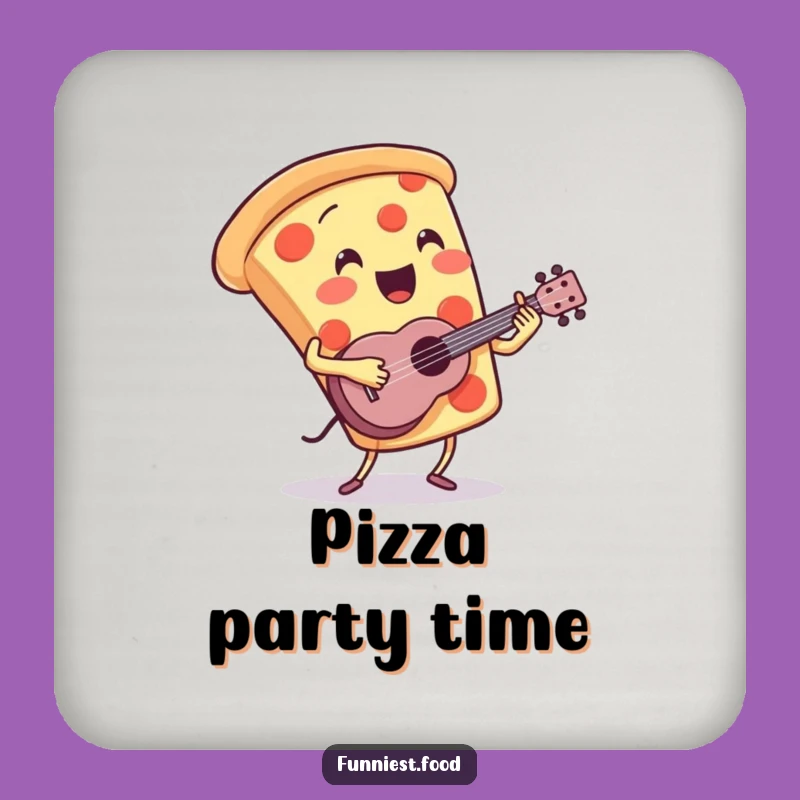 Funny Pizza Ukulele Coaster: Protect Surfaces with Musical Slice, Great Gift
