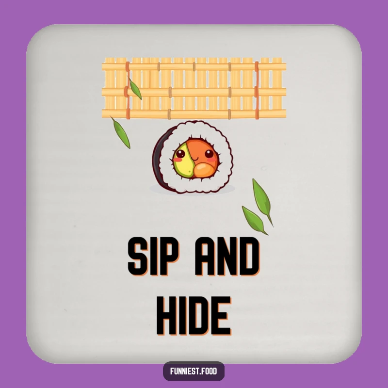 Funny Shy Sushi Roll Bamboo Mat Coaster - Protect Surfaces with Cute Flair!