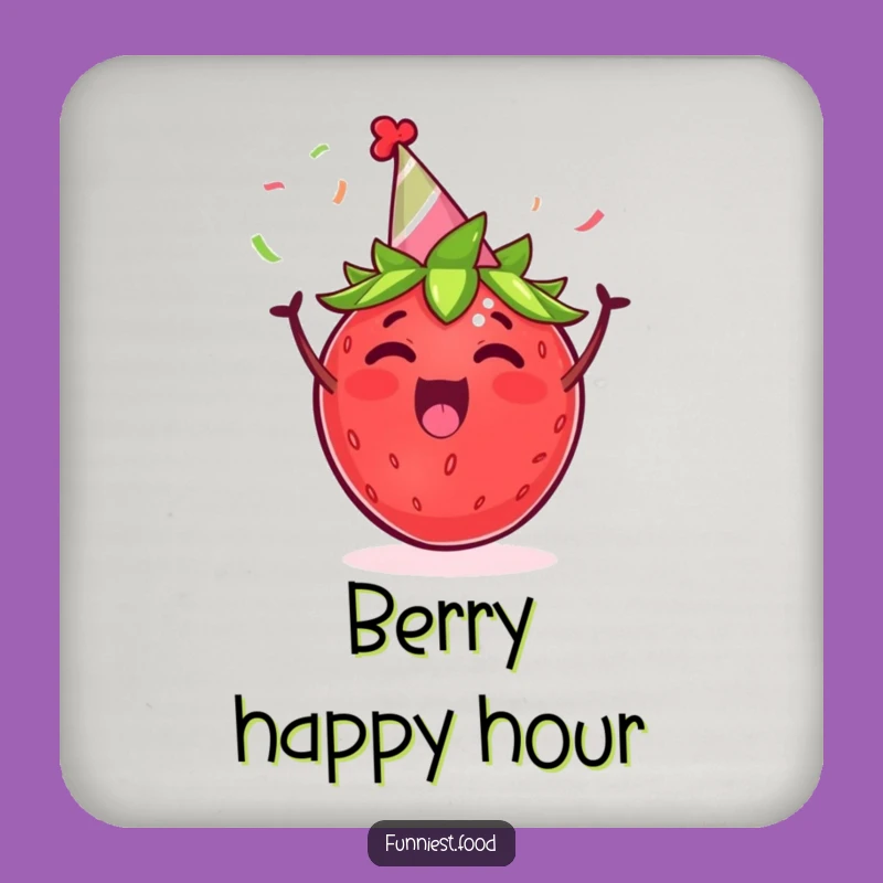 Funny Strawberry Party Coaster: Protect Surfaces with Humorous Cheer