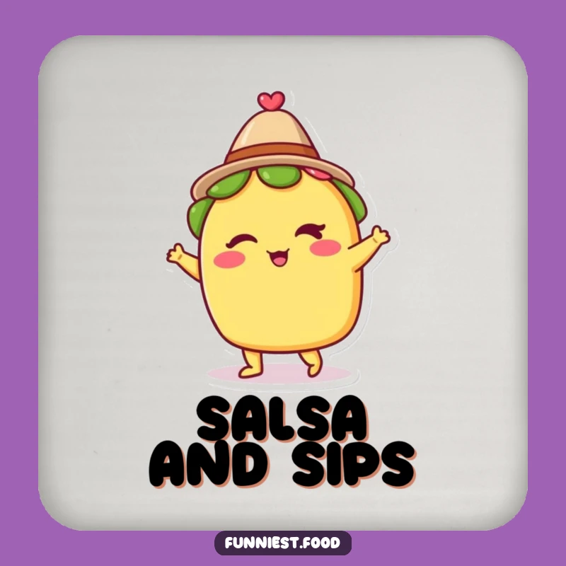 Funny Winking Taco Dancing Hat Coaster - Protect Surfaces with Fiesta Flair!