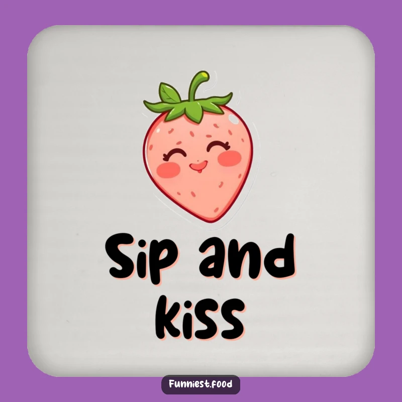Funny Strawberry Kiss Coaster Set: Protect Surfaces with Cheerful Fruit Flair