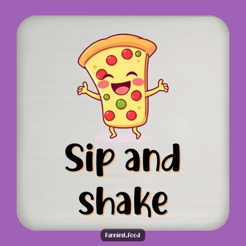 Funny Pizza Dance Coaster: Laughing Slice Grooves, Table Gift!