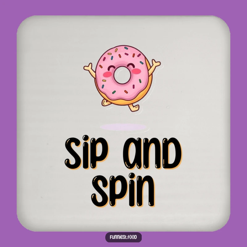 Funny Donut Coaster: Sprinkle Dance Art - Protect Surfaces Fun!